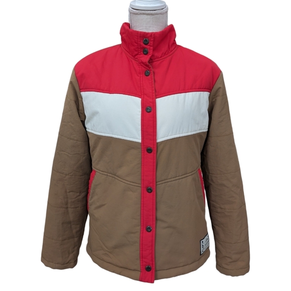 Kavu Red and Brown Puffer Jacket - Picture 1 of 12